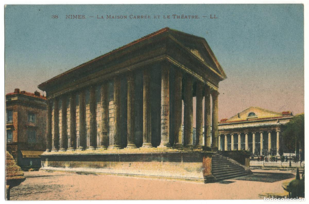Postales: NIMES_Th&eacute;&acirc;tre et Maison Carr&eacute;e_L&eacute;vy et Neurdein 38 / Teatros Francia