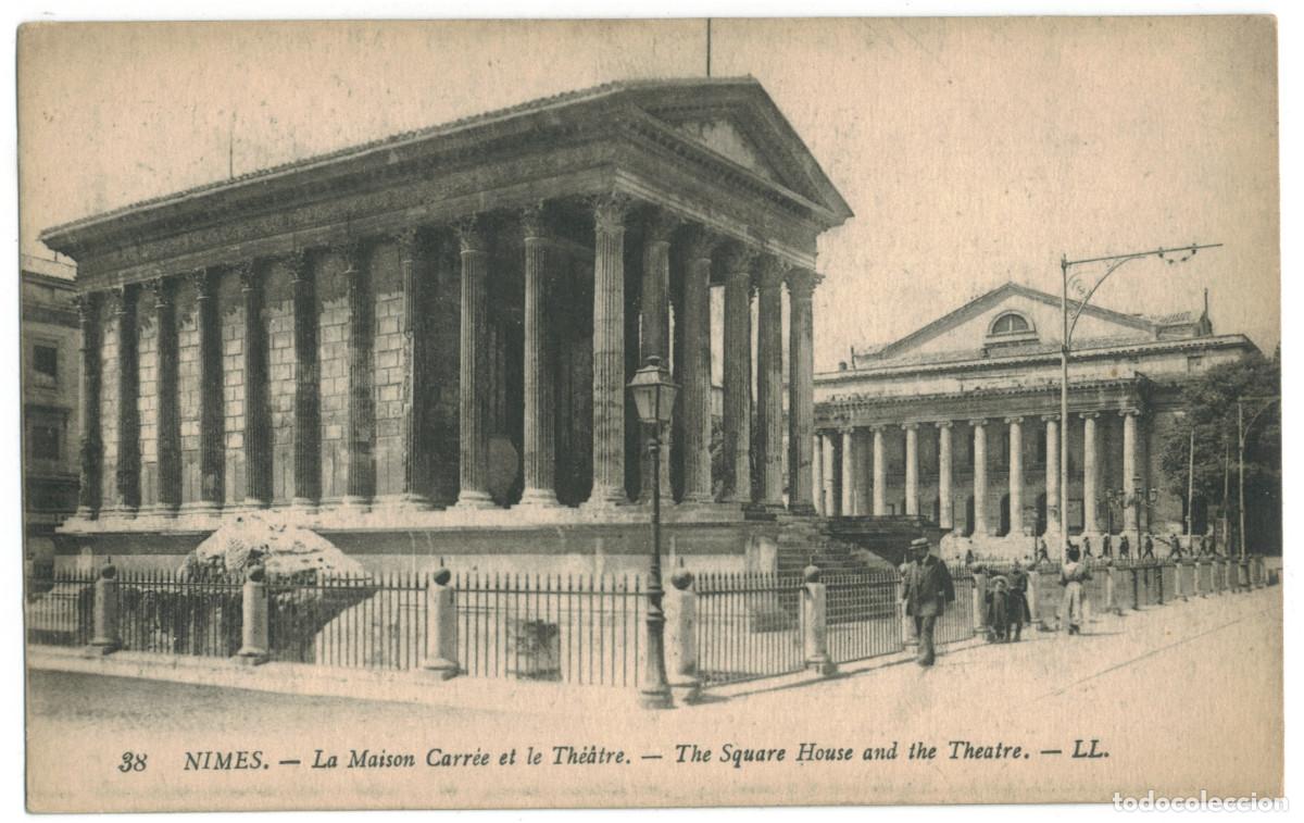 Postales: NIMES_Th&eacute;&acirc;tre et Maison Carr&eacute;e_L&eacute;vy Fils 38 / Teatros Francia