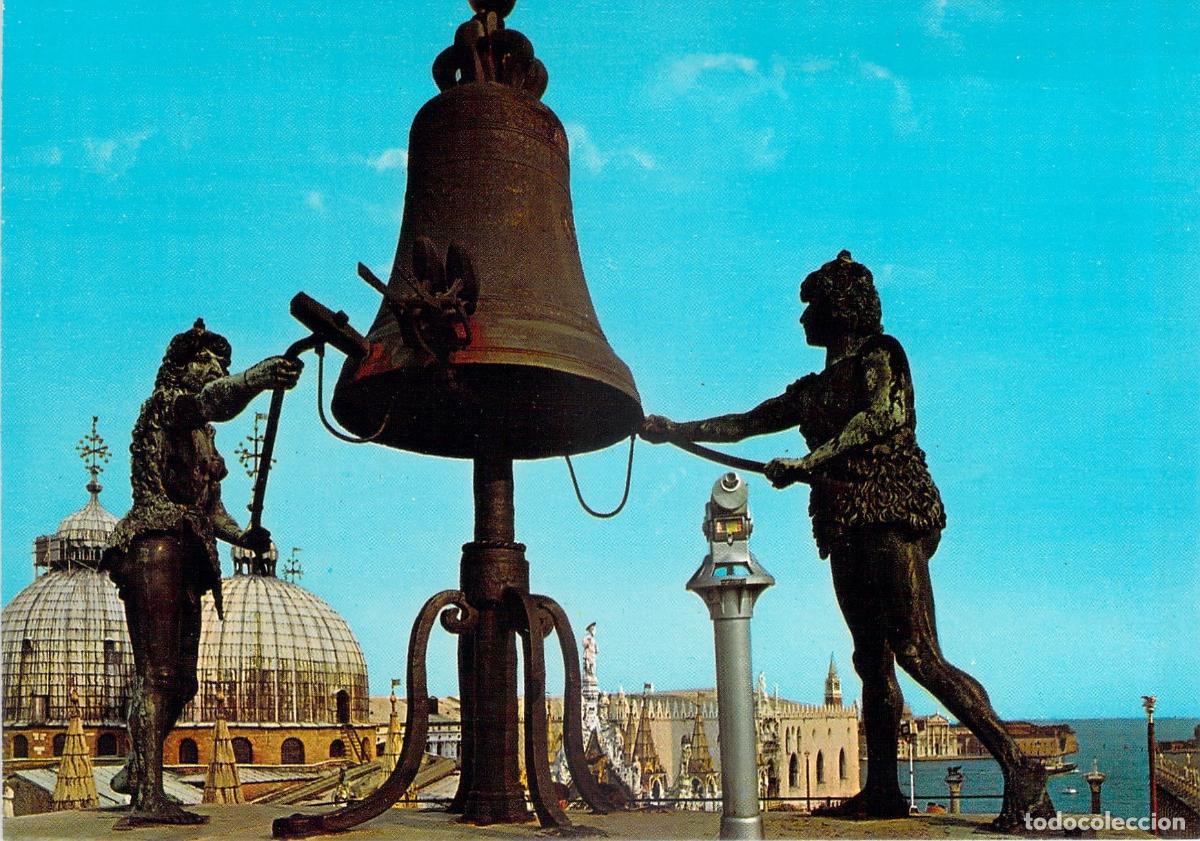 Postales: Postal de Venecia: Esculturas de Los Moros en la Torre del Reloj