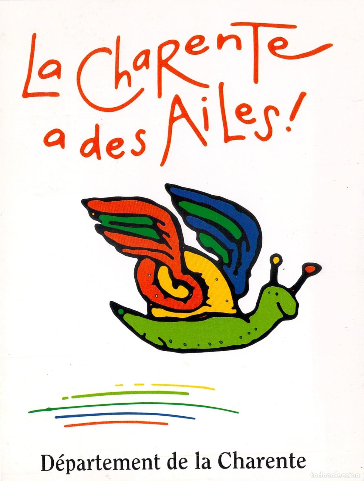 Postales: Postal La Charente a des Ailes Ilustraci&oacute;n de Caracol con Alas