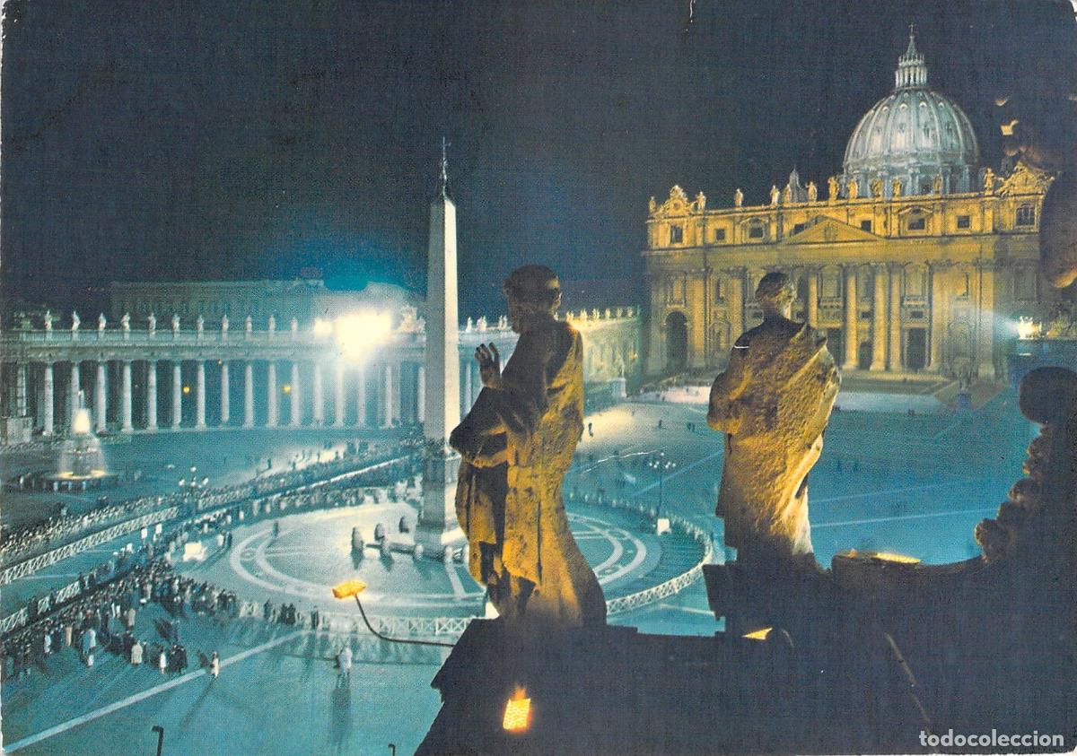 Postales: Postal de la Bas&iacute;lica de San Pedro Iluminada de Noche, Roma