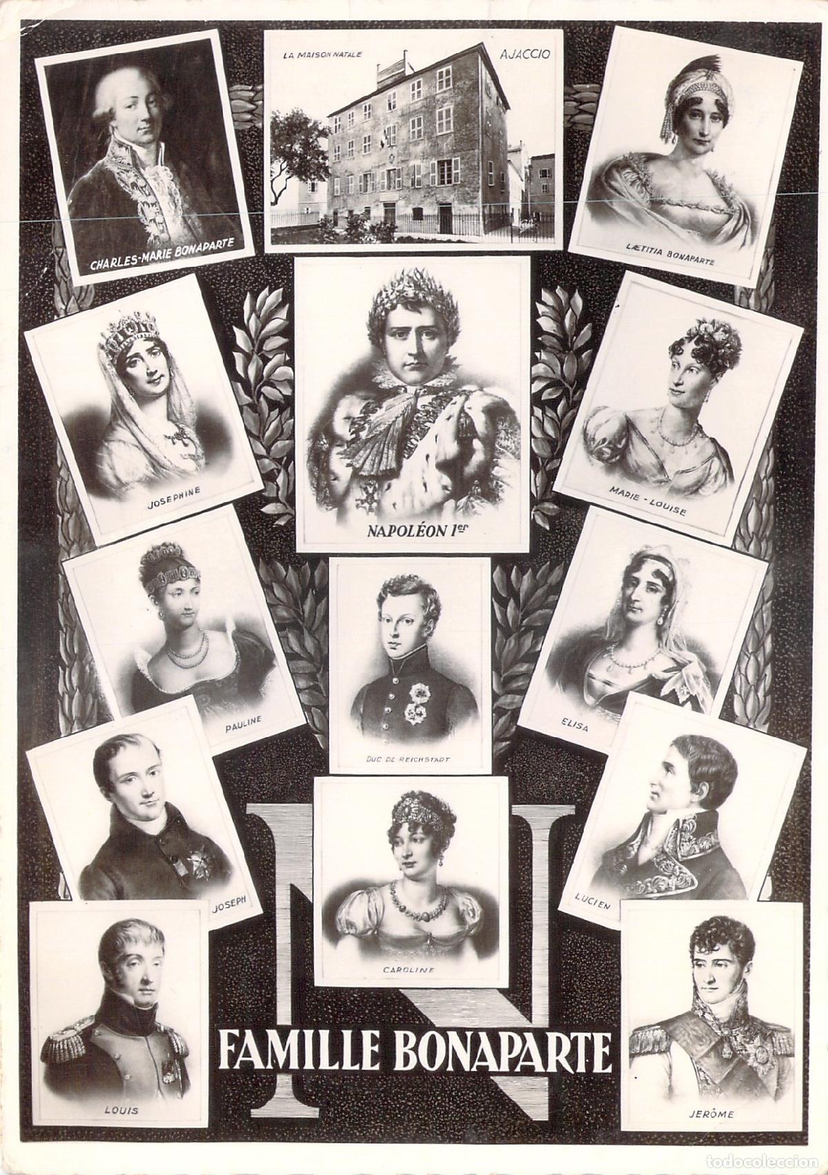 Postales: Postal Ajaccio C&oacute;rcega Familia Bonaparte Retratos y Casa Natal