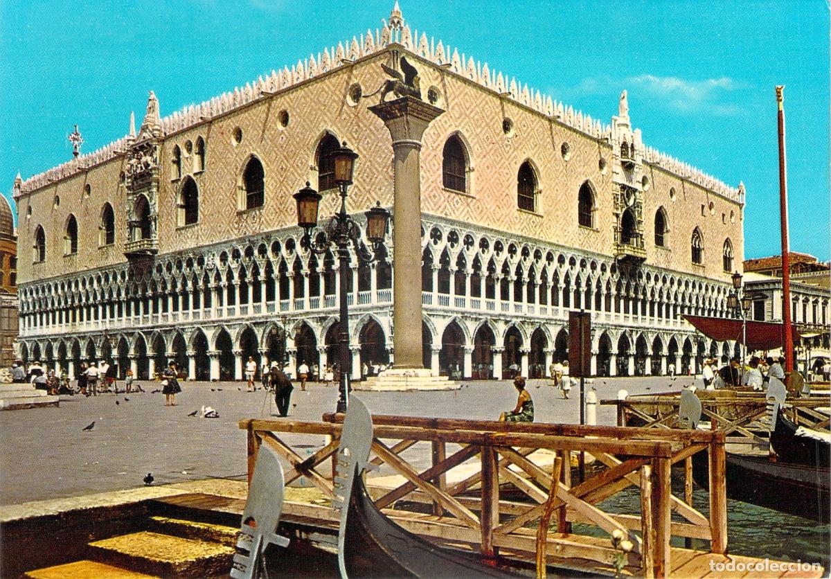 Postales: Postal del Palacio Ducal y G&oacute;ndolas en Venecia, Italia