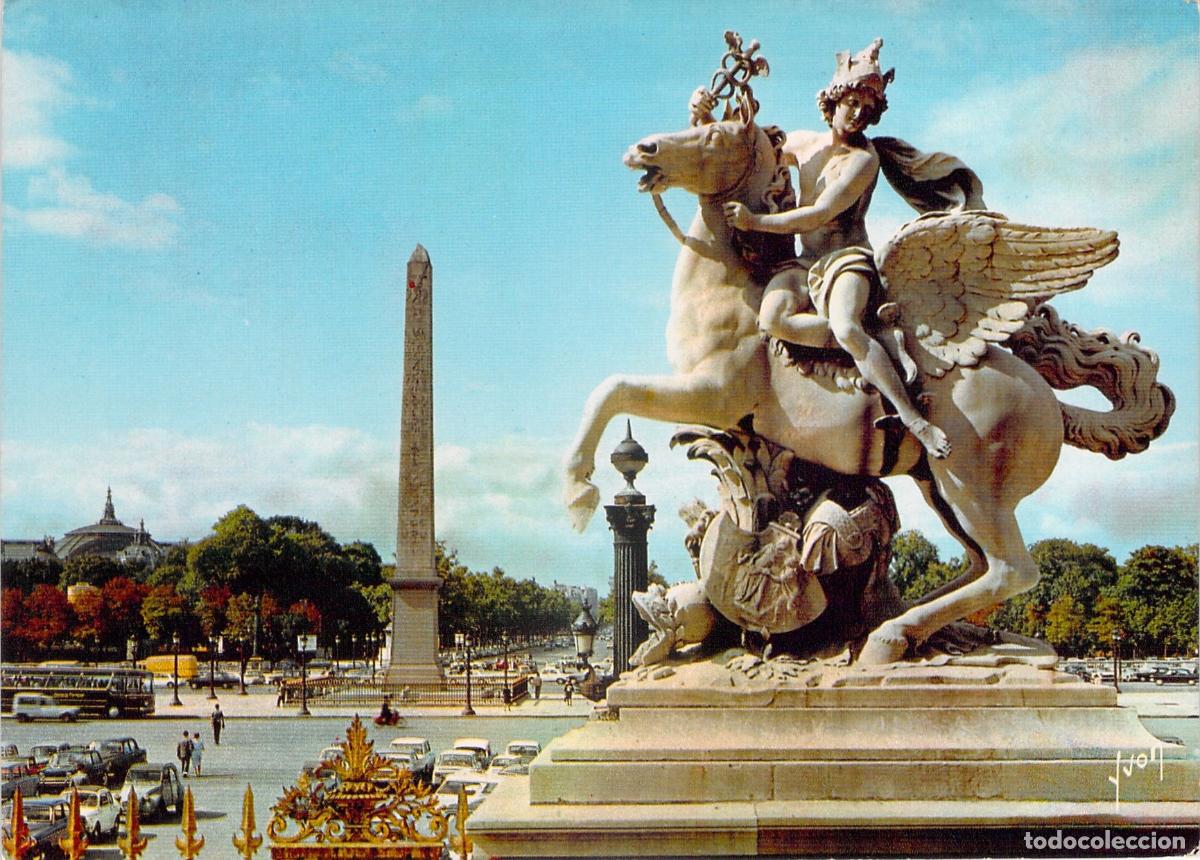 Postales: Postal de Par&iacute;s: Estatua de Mercurio y Plaza de la Concordia