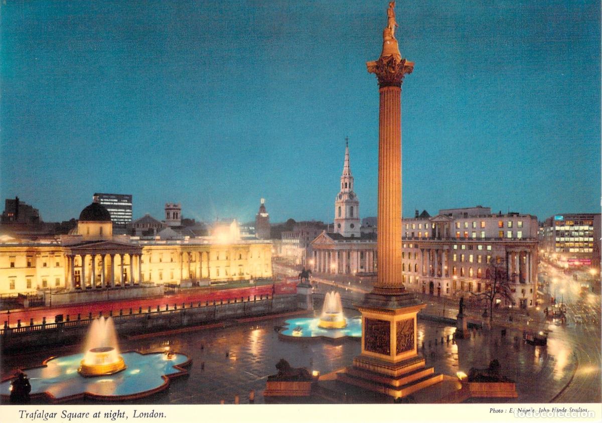 Postales: Postal Trafalgar Square de Noche en Londres Inglaterra