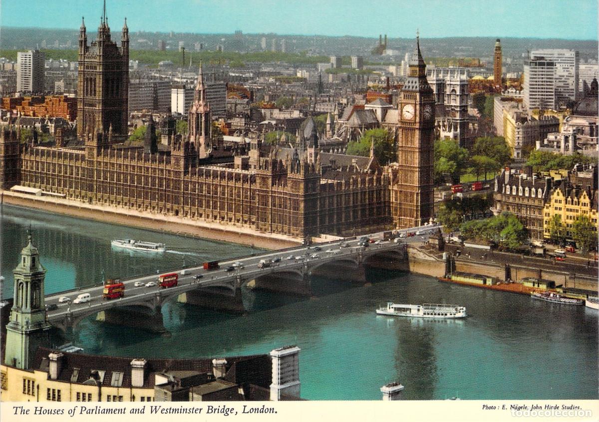Postales: Postal de Londres: Casas del Parlamento y Puente de Westminster