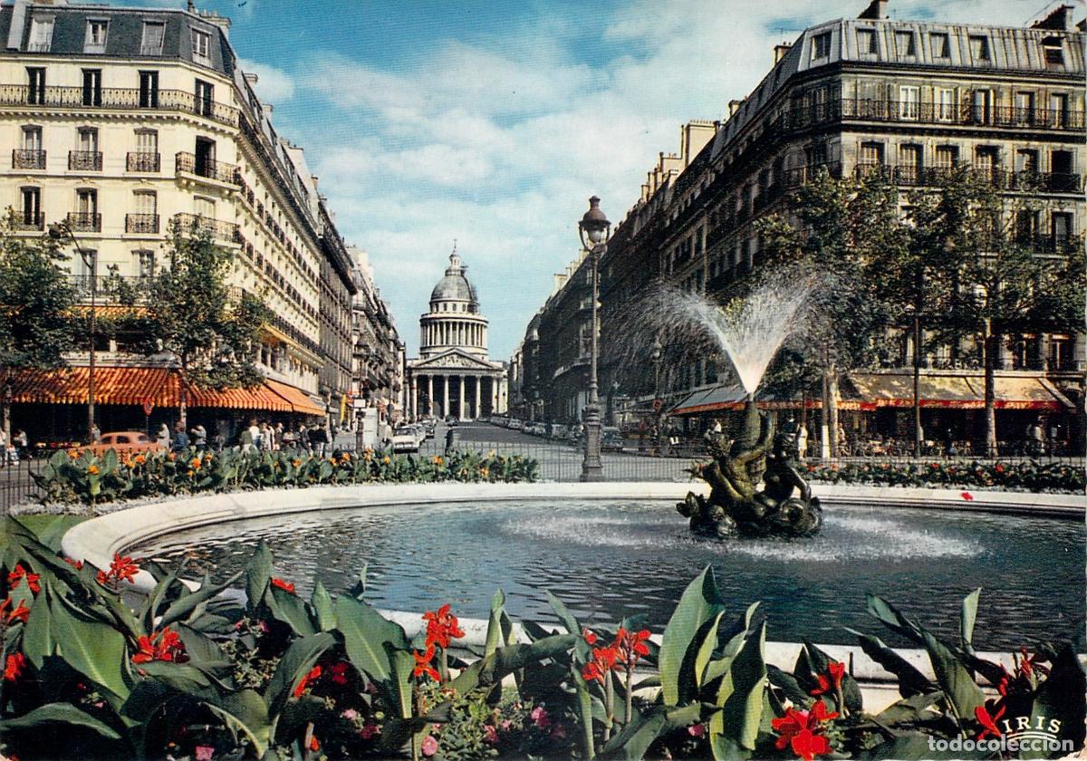 Postales: Postal de Par&iacute;s - El Pante&oacute;n y la Rue Soufflot desde los Jardines