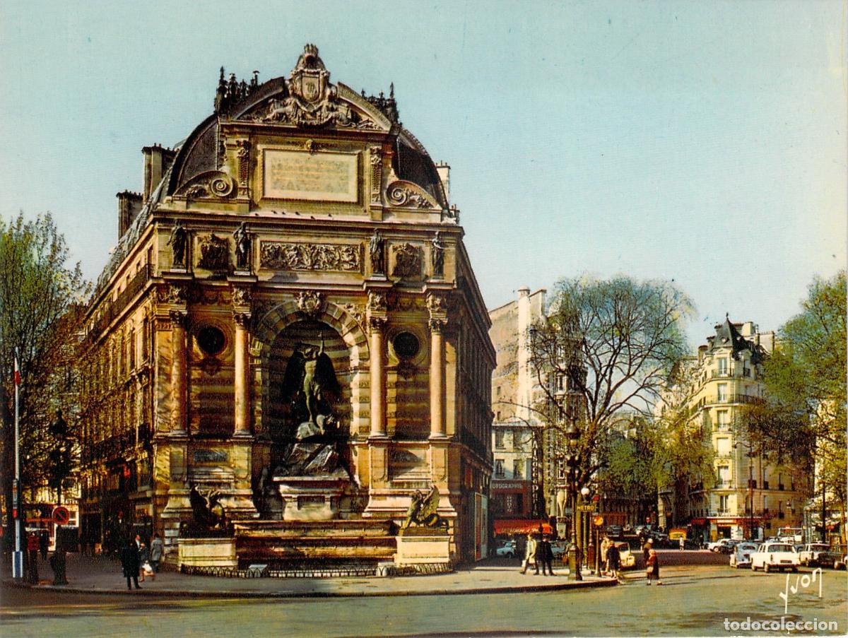 Postales: Postal de la Fuente Saint-Michel en Par&iacute;s, Francia
