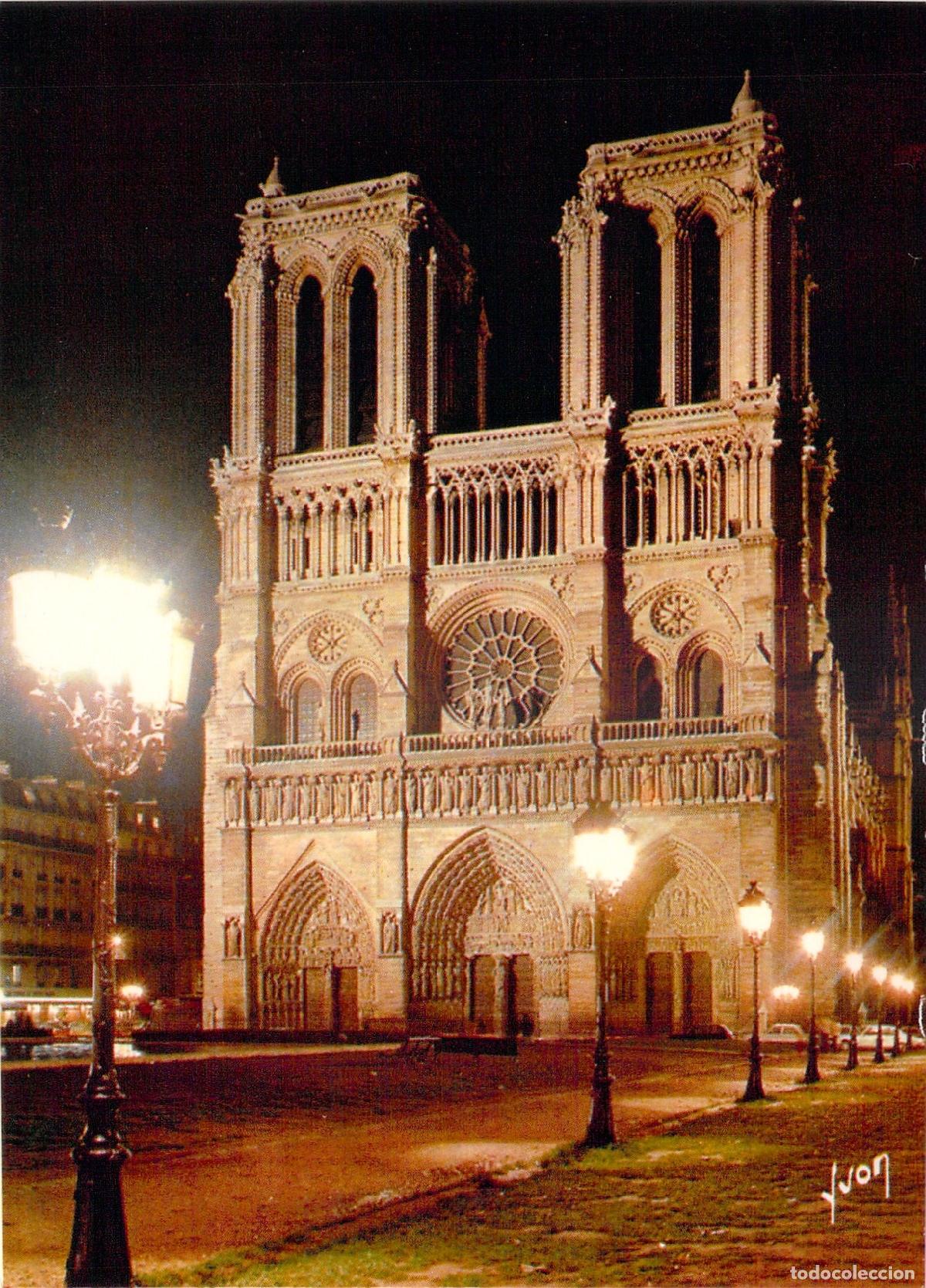 Postales: Postal de Par&iacute;s, Catedral de Notre-Dame Iluminada