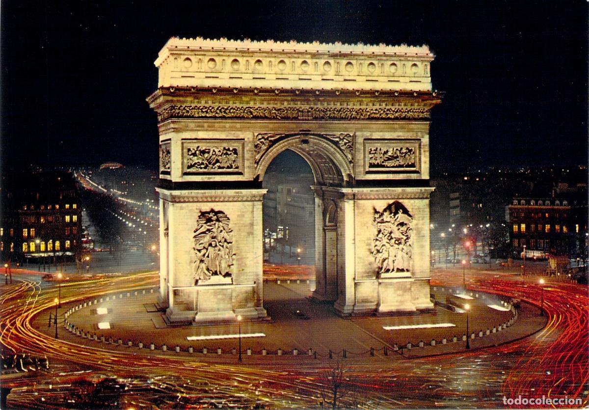 Postales: Postal de Par&iacute;s - Arco de Triunfo Iluminado de Noche