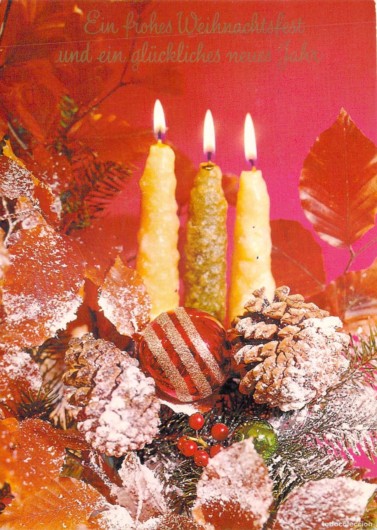 Postales: Postal de Navidad Alemana con Velas y Pi&ntilde;as Navide&ntilde;as