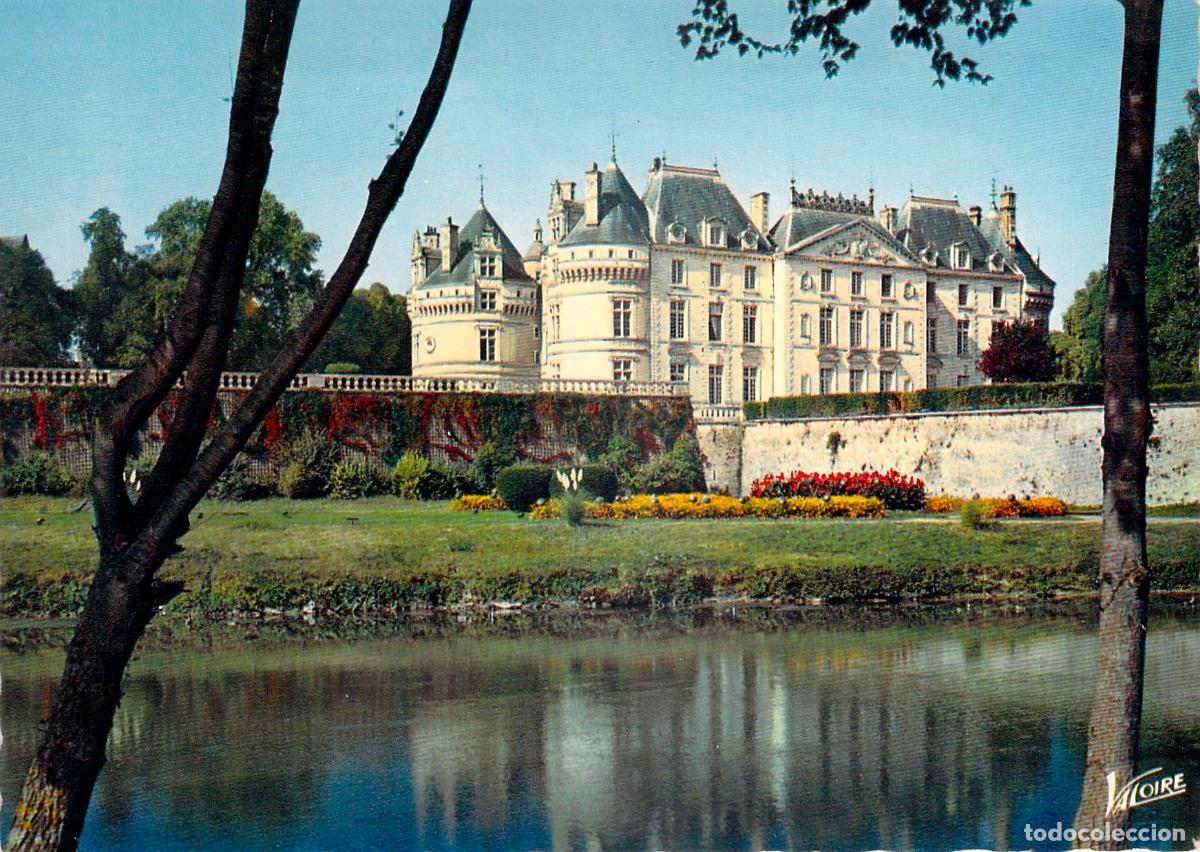 Postales: Postal Castillo de Le Lude Fachada Luis XVI y R&iacute;o Loir