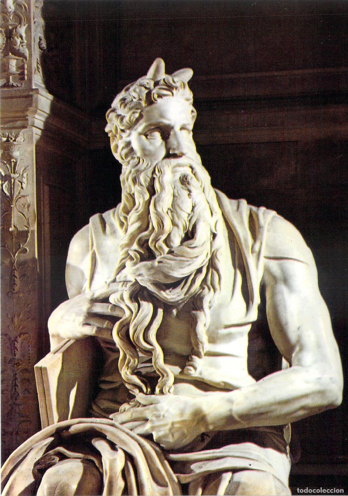 Postais: Postal de la Escultura de Mois&eacute;s de Miguel &Aacute;ngel en Roma