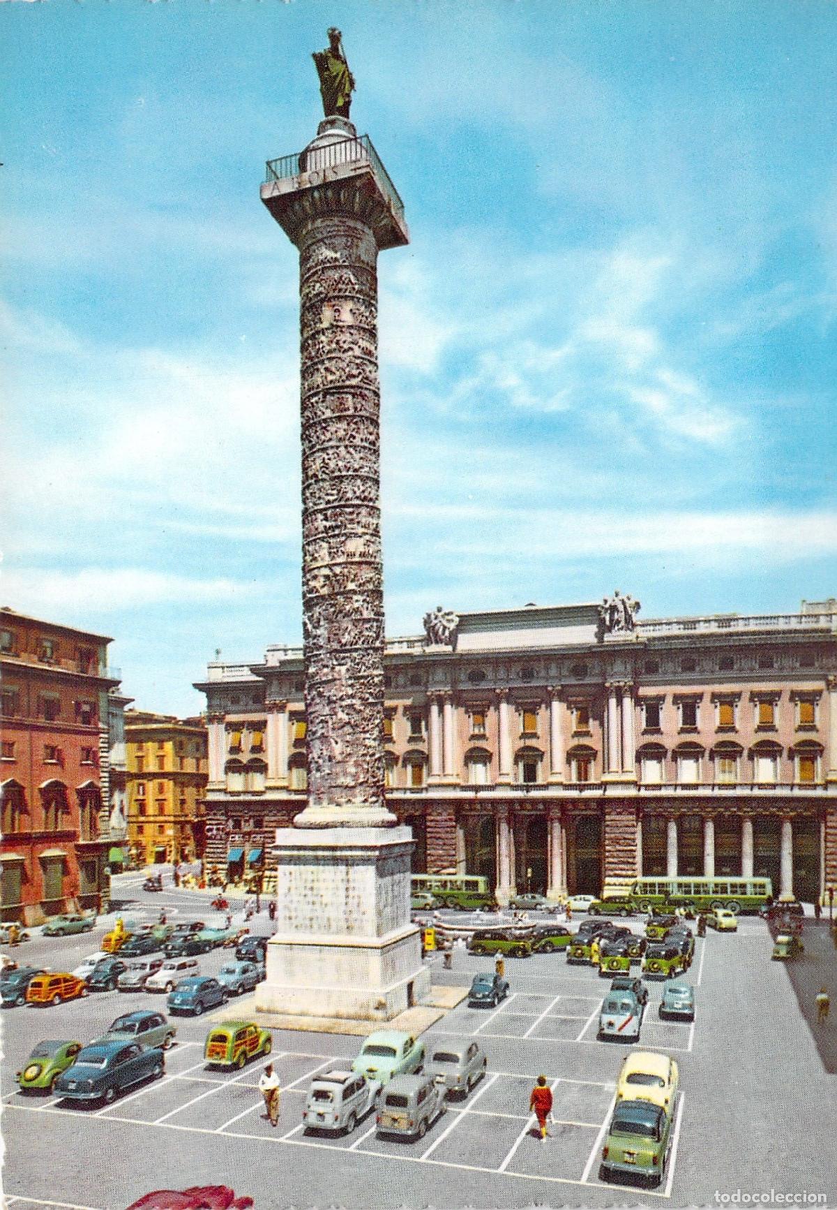 Cartoline: Postal de Roma, Plaza Colonna y Columna de Marco Aurelio