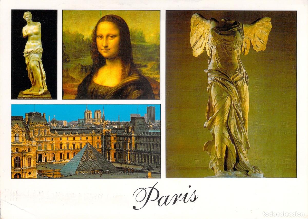 Postcards: Postal del Museo del Louvre en Par&iacute;s con Mona Lisa y Esculturas