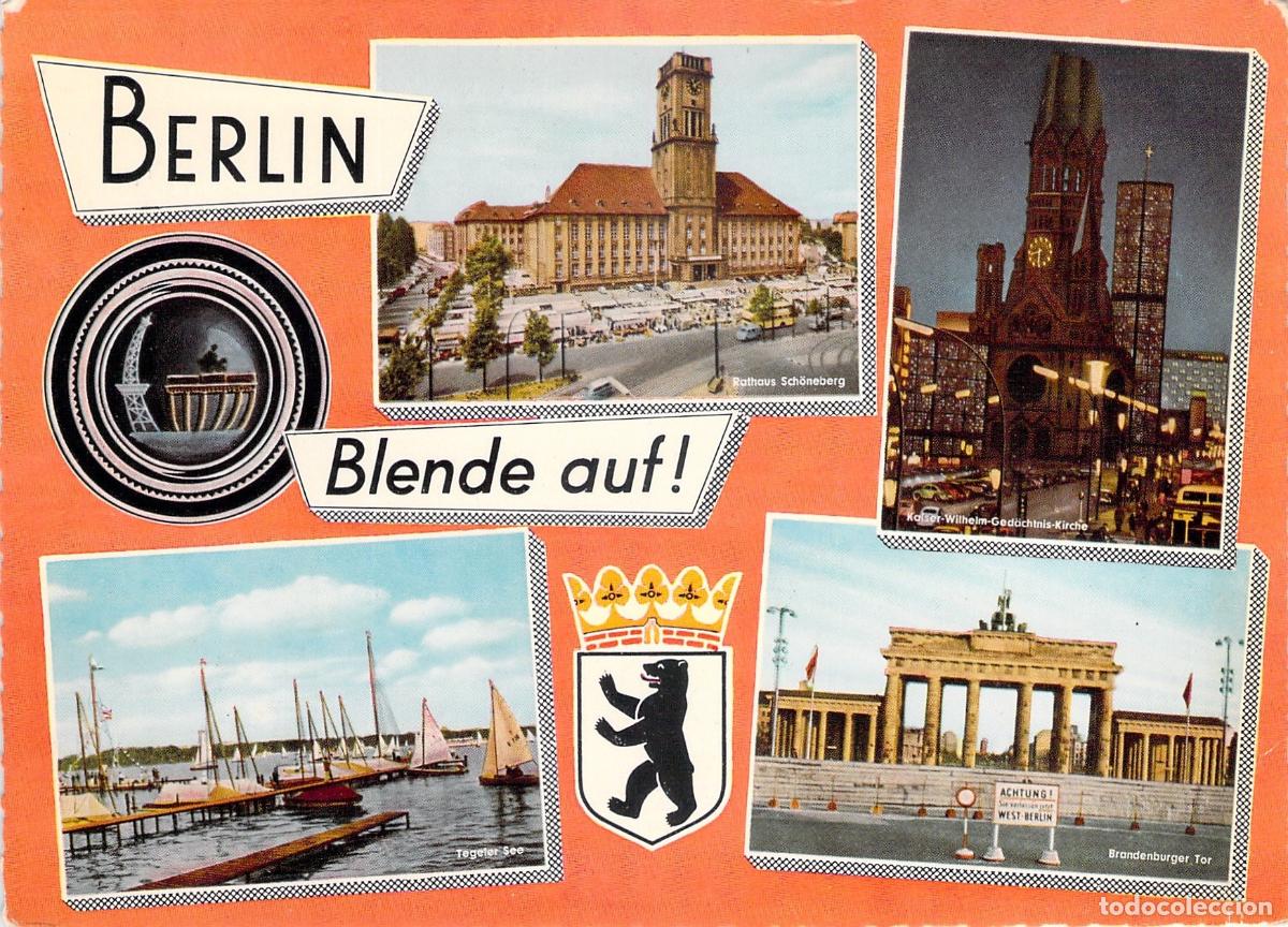 Postcards: Postal Multivista de Berl&iacute;n con Monumentos y Sello Militar