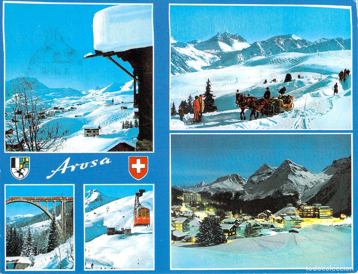 Postales: Postal Multivista de Arosa Suiza con Paisajes de Invierno y Nieve
