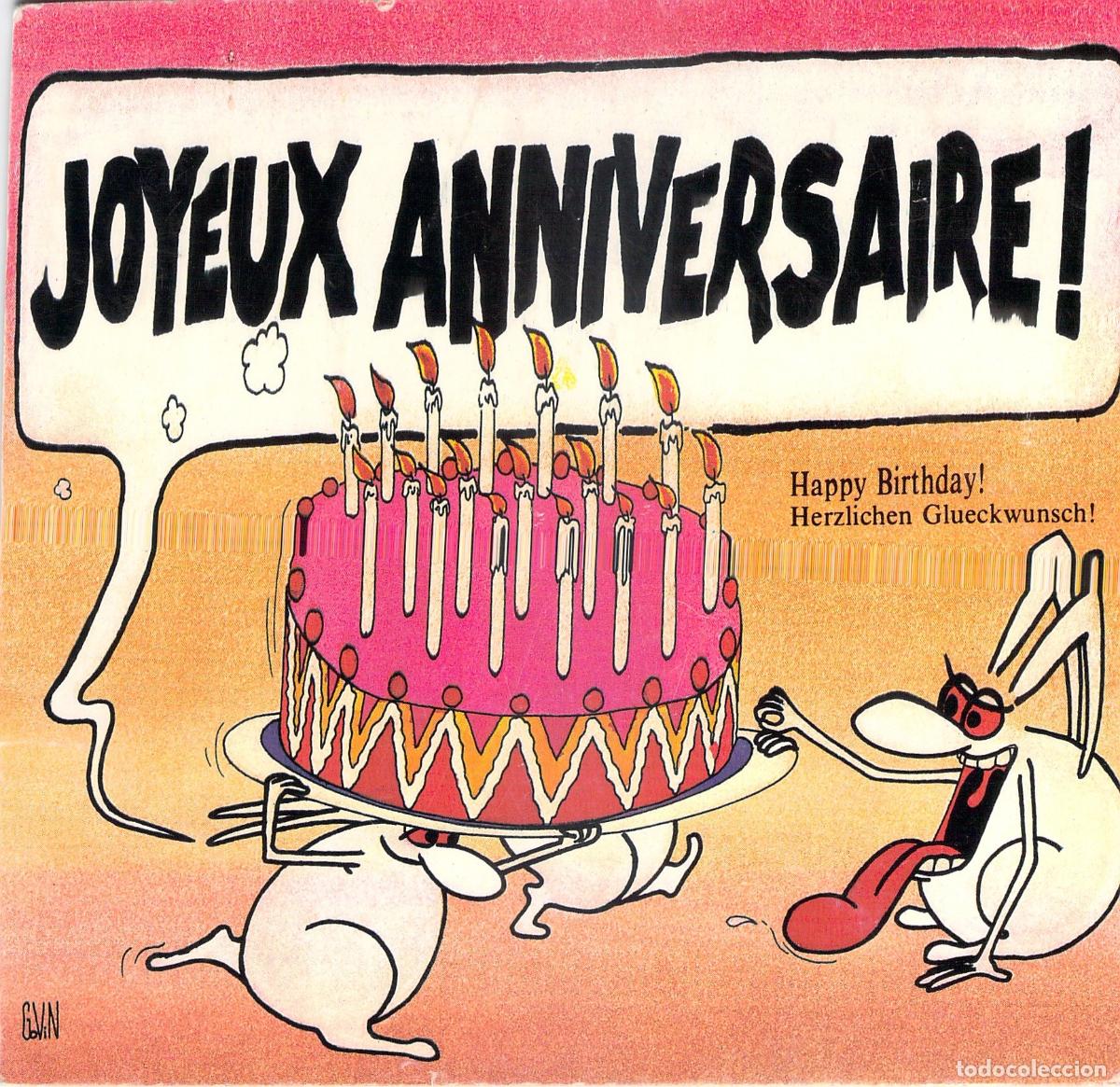 Postales: Postal de Feliz Cumplea&ntilde;os con Dibujo Animado de G. Jan