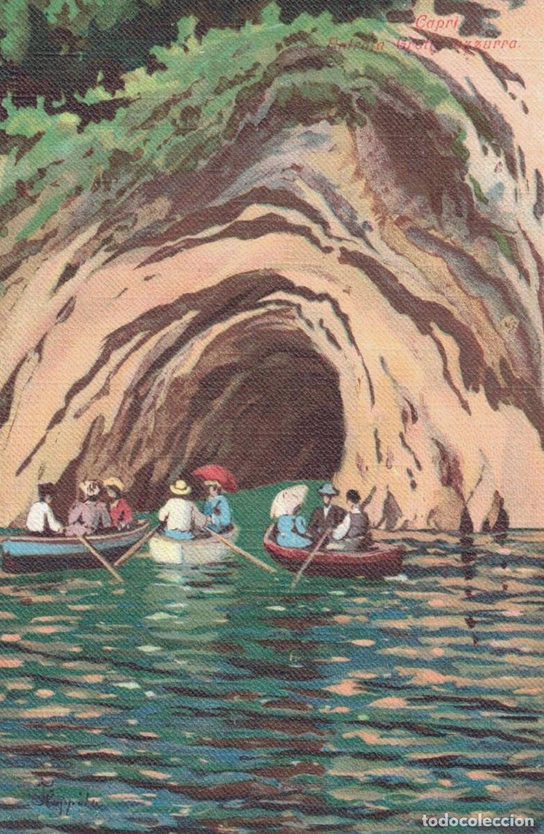 Postales: TARJETA POSTAL - ART&Iacute;STICA DE TIPO LINOT&Iacute;PICO - GRUTA AZUL - CAPRI - GROTTA AZZURRA - 2799-24