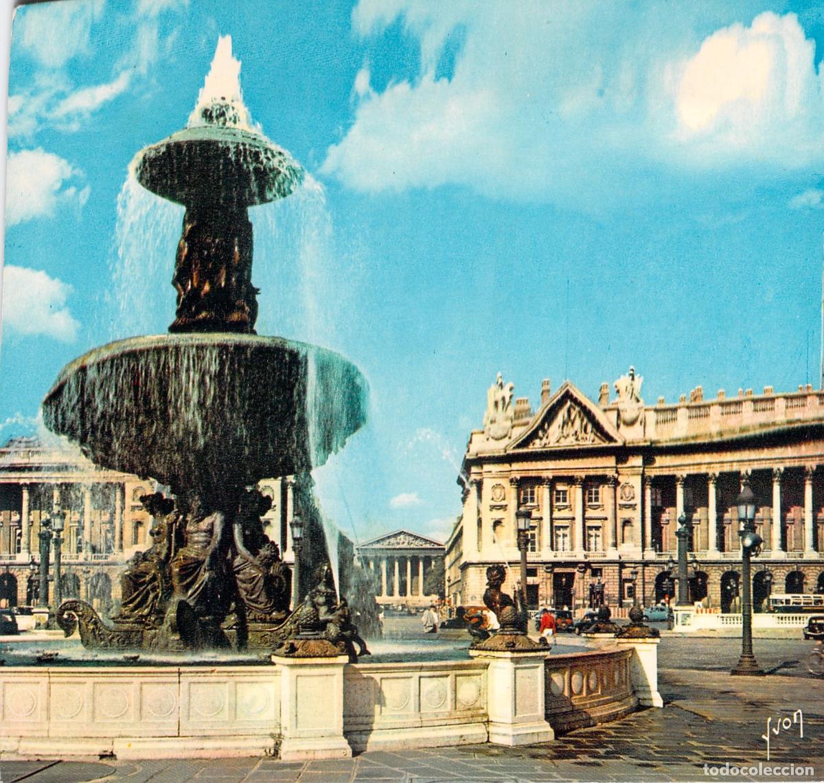 Postales: Postal de la Plaza de la Concordia con Fuente en Par&iacute;s
