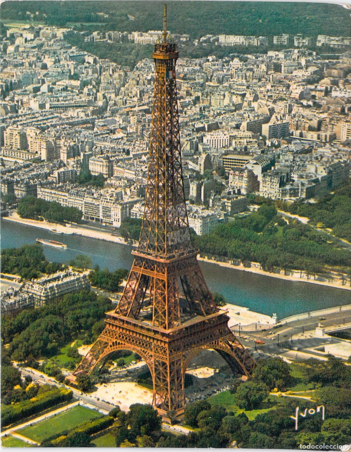 Postales: Postal de Par&iacute;s, Vista A&eacute;rea de la Torre Eiffel y el R&iacute;o Sena