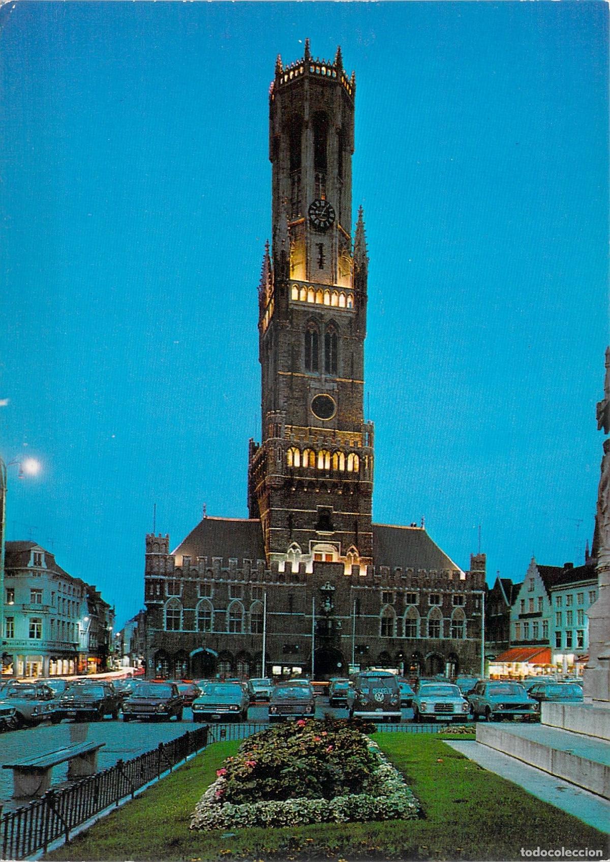 Postales: Postal de Brujas: El Campanario Belfort Iluminado