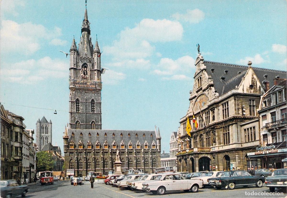 Postales: Postal de Gante con el Campanario y el Teatro Real