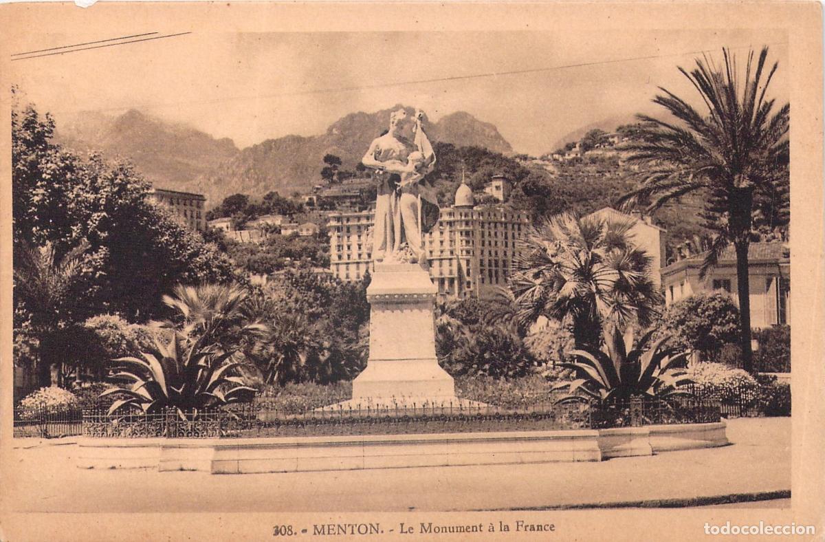 Postales: Postal de Menton: Le Monument &agrave; la France