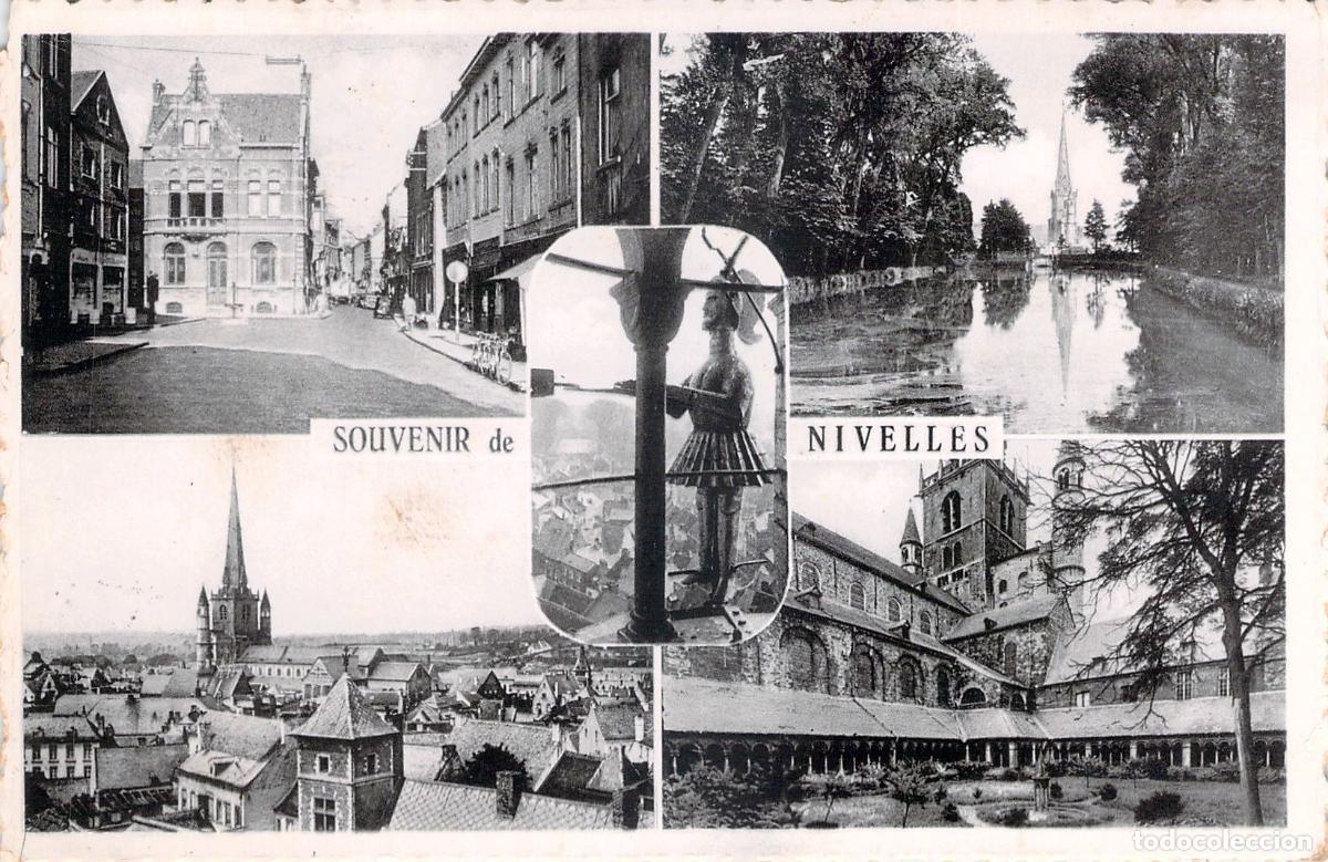 Postales: Postal Multivista Recuerdo de Nivelles B&eacute;lgica Colegiata