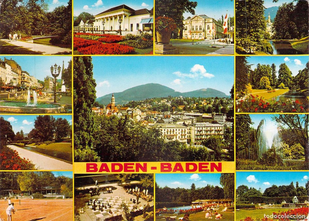 Postales: Postal Multifotos de Baden-Baden Alemania con Kurhaus y Parques