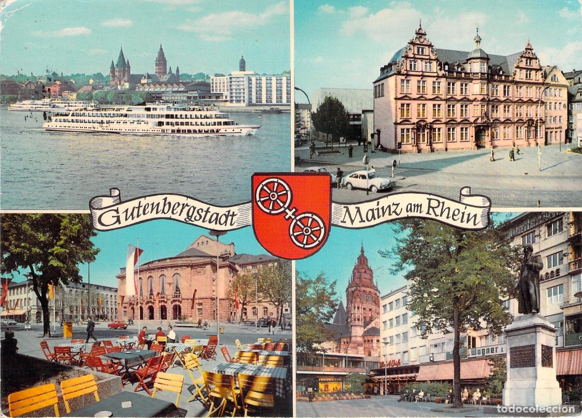 Postcards: Postal Multivista de Mainz am Rhein Alemania Gutenberg