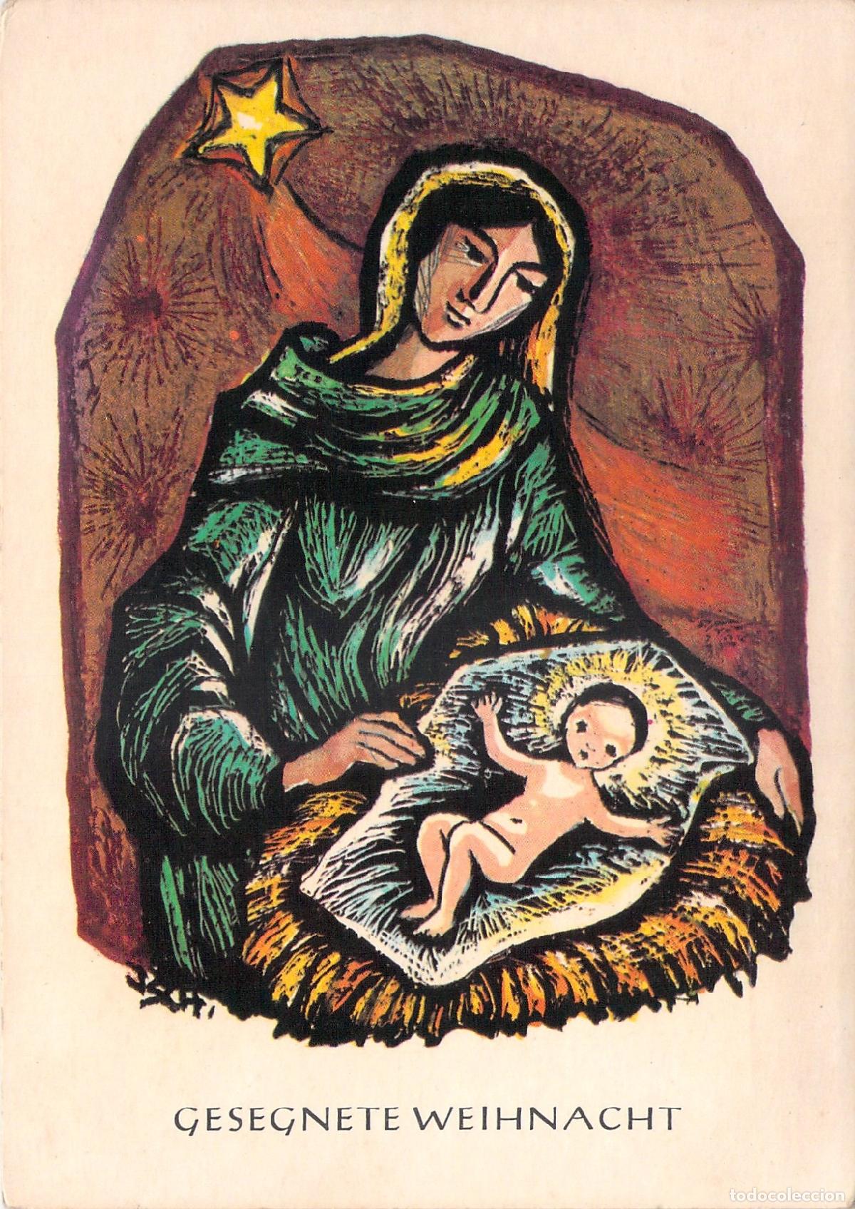 Postcards: Postal de Navidad Virgen Mar&iacute;a y Ni&ntilde;o Jes&uacute;s por Irene Schricker