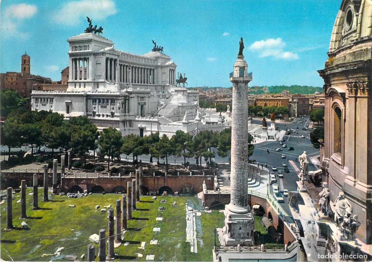 Postcards: Postal de Roma con el Foro de Trajano y el Vittoriano