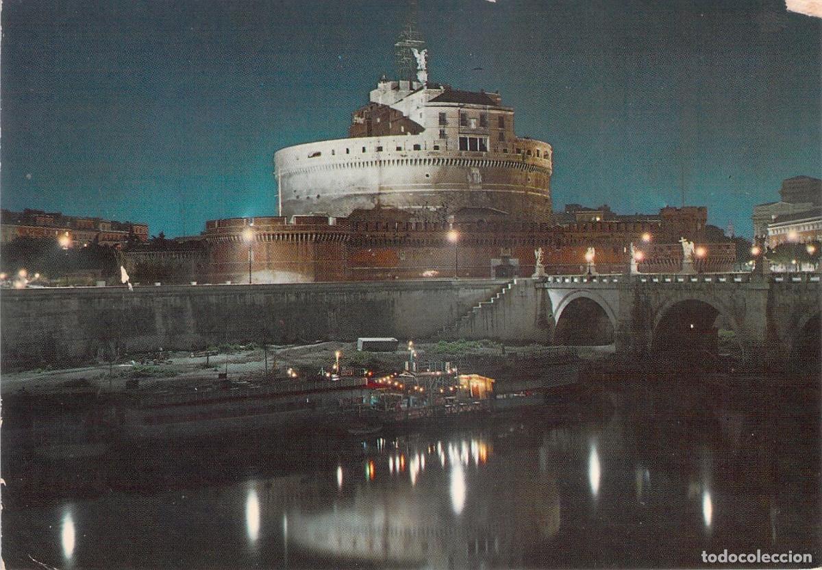 Postcards: Postal de Roma de Noche con el Castillo y Puente de Sant'Angelo