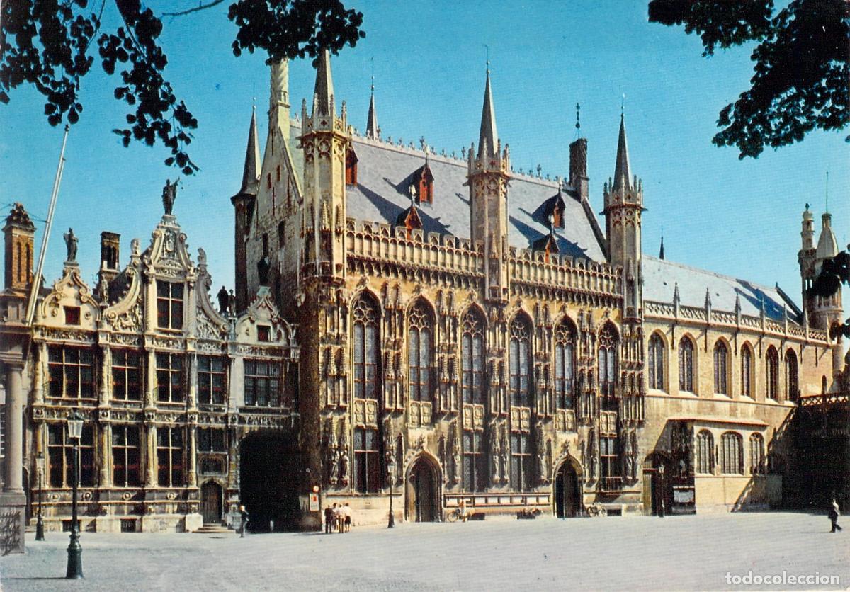 Postales: Postal del Ayuntamiento de Brujas en la Plaza del Burg B&eacute;lgica