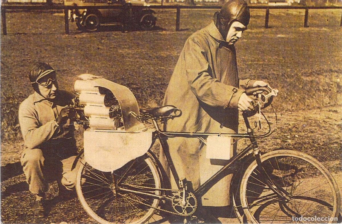 Postales: Postal Hist&oacute;rica de Bicicleta con Motor de Cohete de Richter