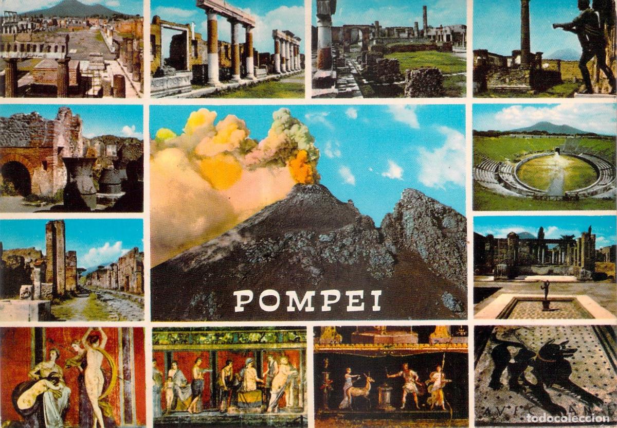 Postales: Postal Multivista de las Ruinas de Pompeya y el Vesubio