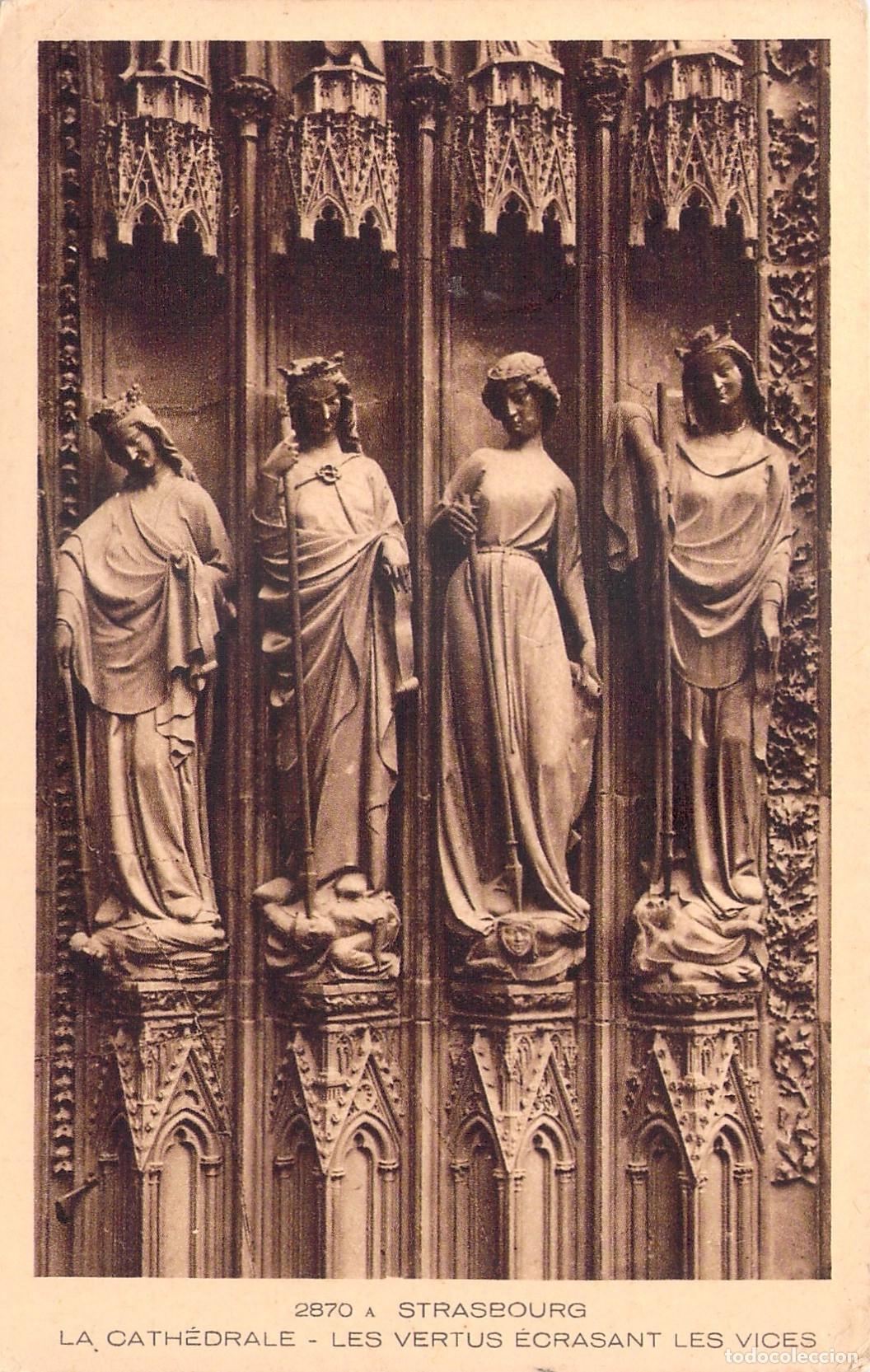 Postales: Postal de la Catedral de Estrasburgo: Las Virtudes y los Vicios