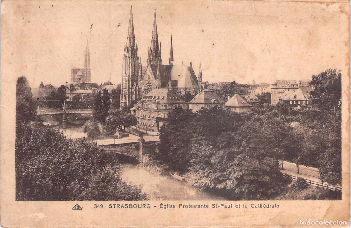 Postales: Postal de Estrasburgo Iglesia Protestante de San Pablo y Catedral