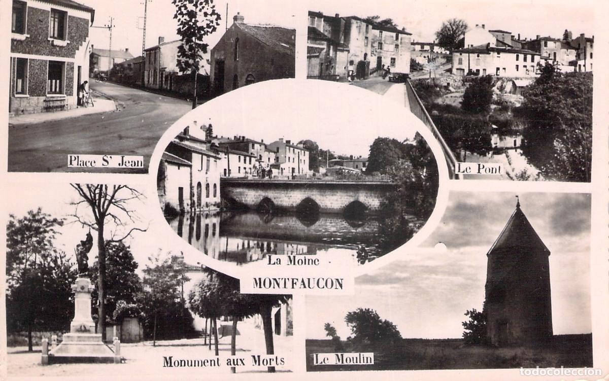 Postales: Postal Multivista de Montfaucon Francia R&iacute;o Moine y Monumento