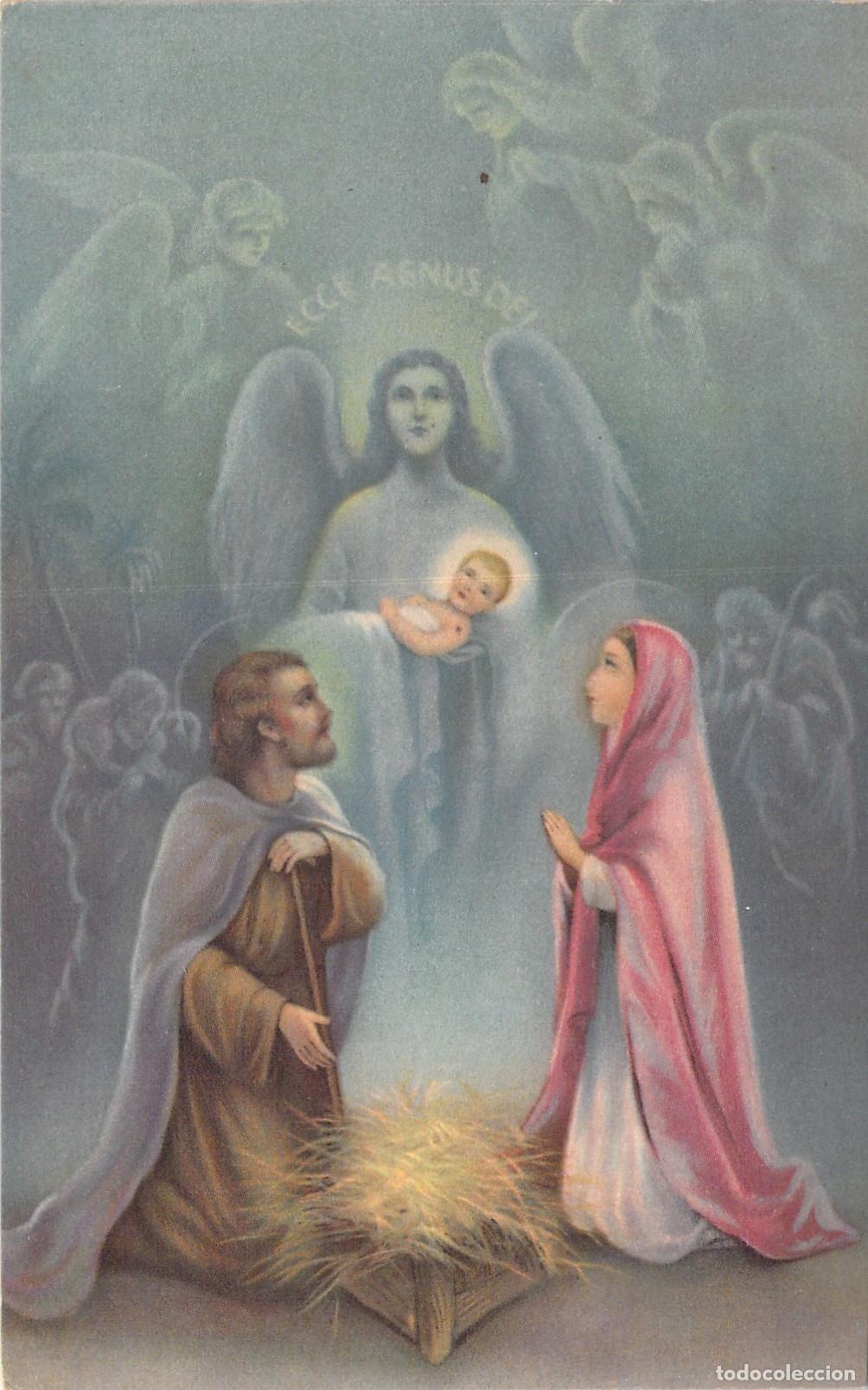 Postcards: Postal Navide&ntilde;a del Nacimiento de Jes&uacute;s con &Aacute;ngeles y Sagrada Familia