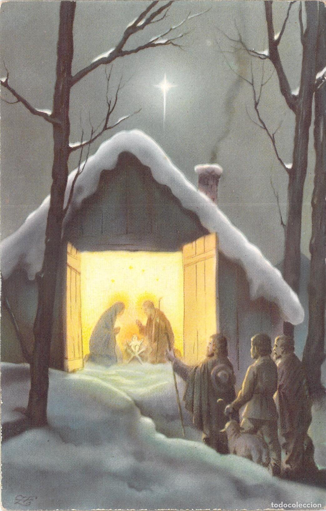 Postcards: Postal Navide&ntilde;a de Nacimiento con Pastores Serie Lux Italia