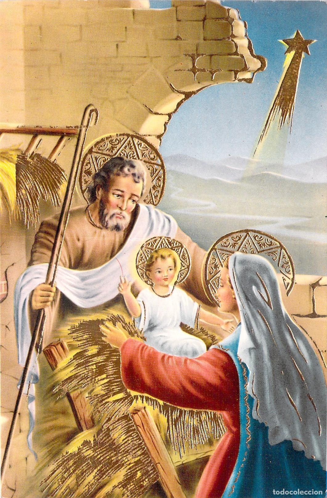 Postales: Postal Ilustrada de la Sagrada Familia con el Ni&ntilde;o Jes&uacute;s y San Jos&eacute;