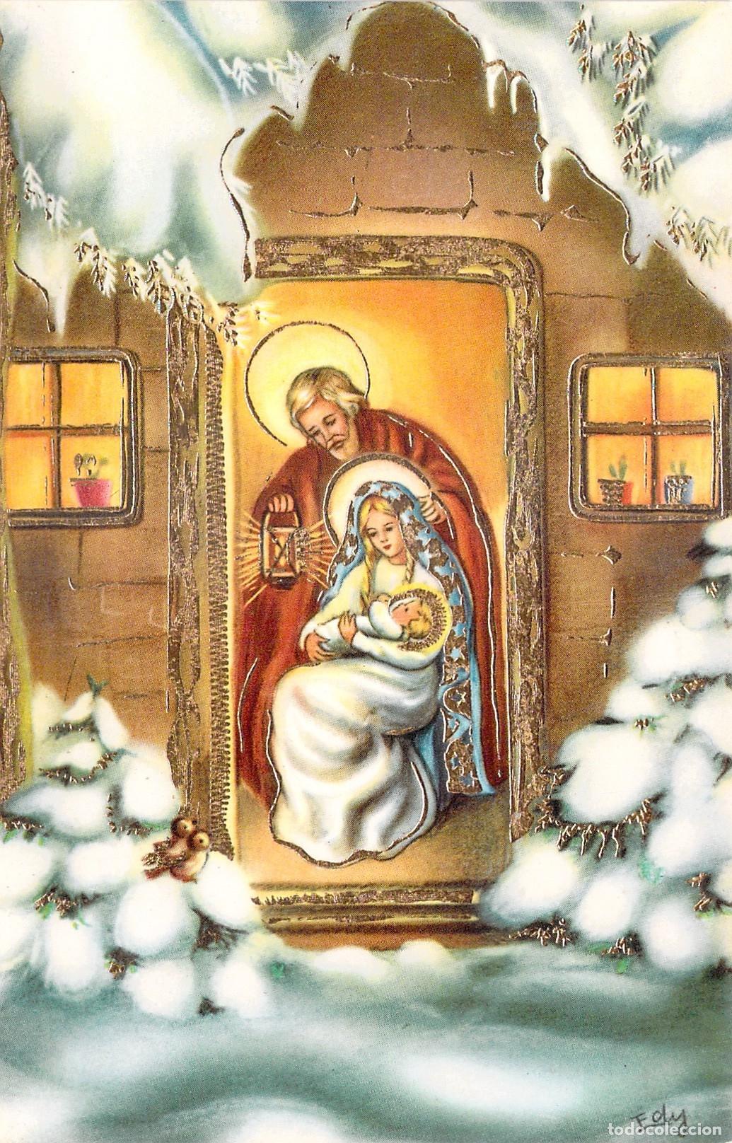 Postales: Postal de Navidad Sagrada Familia Ilustraci&oacute;n de Edy