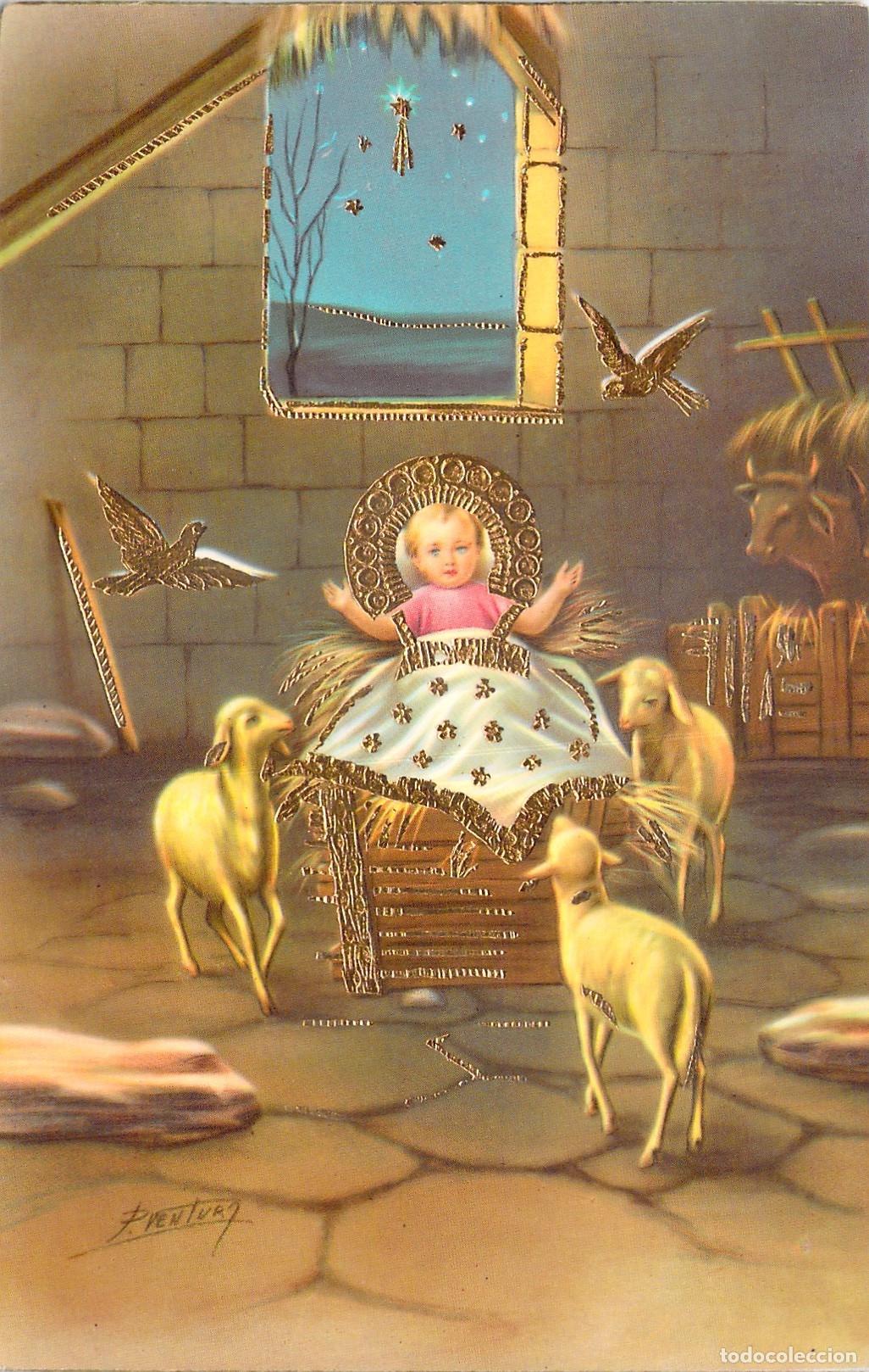 Cartoline: Postal de Navidad Ilustraci&oacute;n del Ni&ntilde;o Jes&uacute;s en el Pesebre