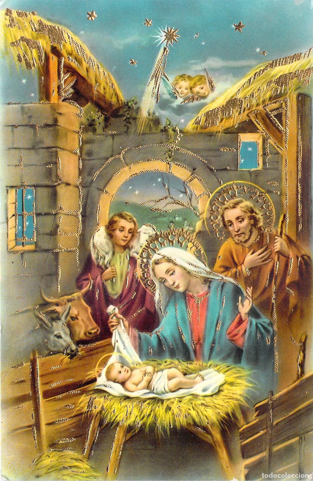 Cartoline: Postal Navide&ntilde;a del Nacimiento de Jes&uacute;s con la Sagrada Familia