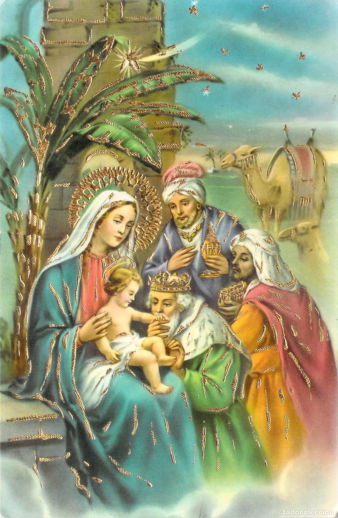 Postales: Postal de Navidad Adoraci&oacute;n de los Reyes Magos y Ni&ntilde;o Jes&uacute;s