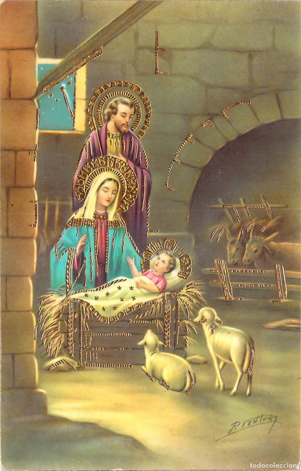 Postales: Postal de Navidad Sagrada Familia Nacimiento por P. Venturi Becami