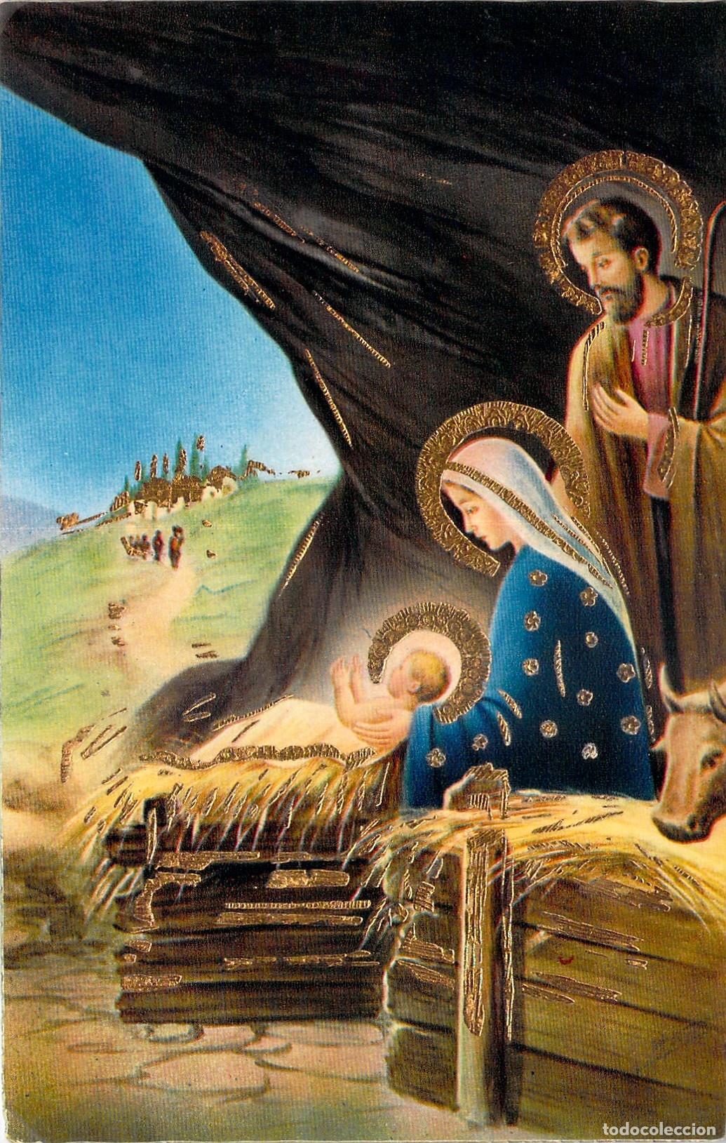 Postales: Postal Religiosa del Nacimiento y la Sagrada Familia en el Pesebre