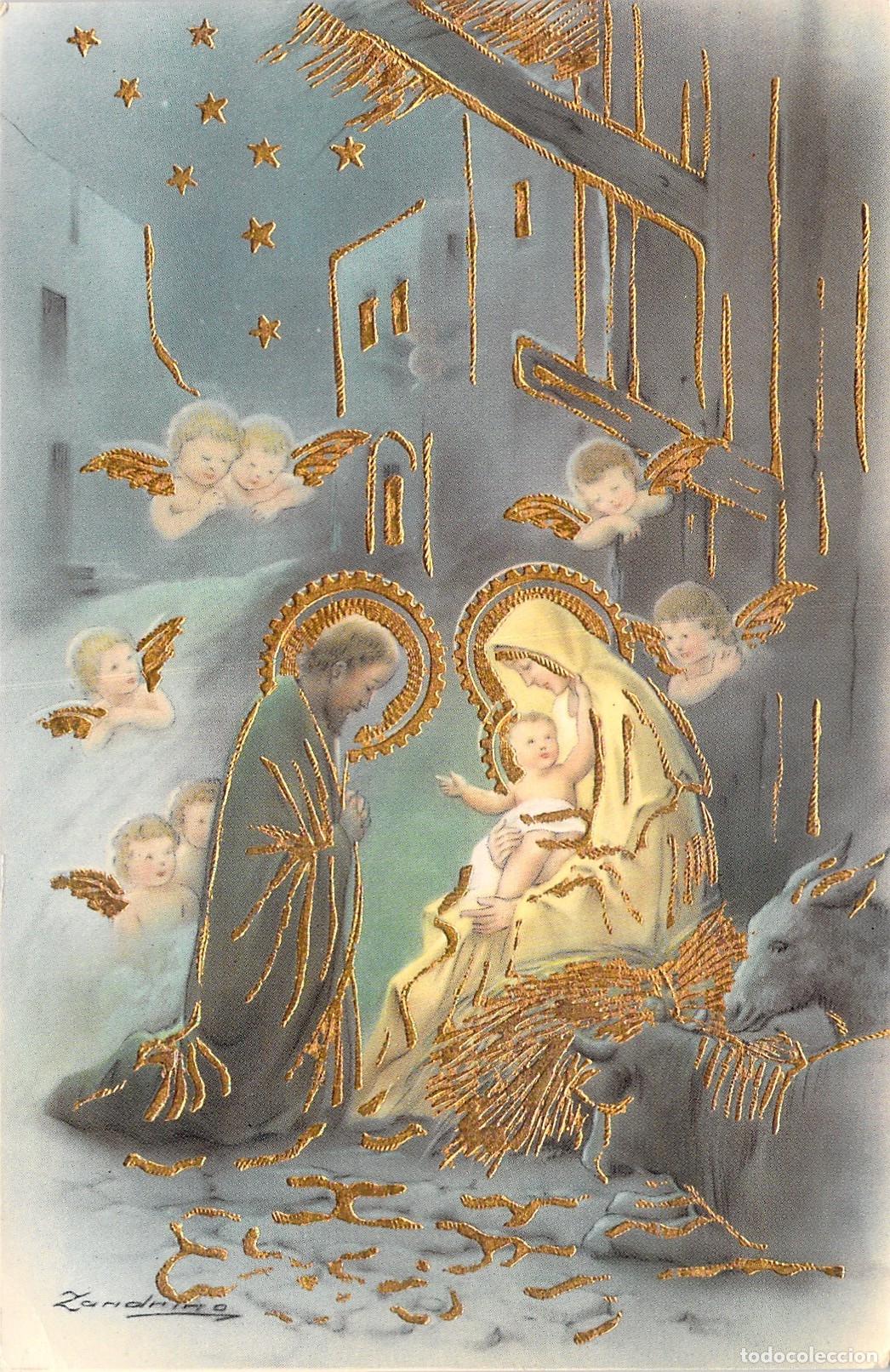 Postales: Postal Navide&ntilde;a de la Sagrada Familia y &Aacute;ngeles por Zandrino